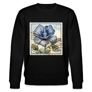 Vintage Briefmarke blaue Blume - Stanley/Stella Unisex Bio-Sweatshirt CHANGER  - Schwarz - Vorne - Nik (191cm) & Marisol (170cm)