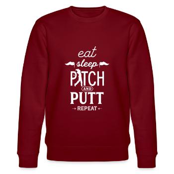Pitch & Putt Golf Pitching Pitch and Putt Putting - Stanley/Stella CHANGER Unisex Organic Sweatshirt - burgundy - Front - Nik (191cm) & Marisol (170cm)