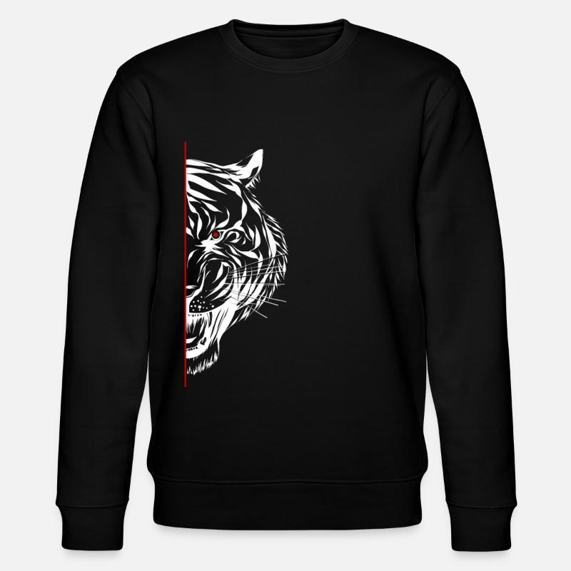 Halbtiger Linie Kunst Geschenk - Stanley/Stella Unisex Bio-Sweatshirt CHANGER  - Schwarz
