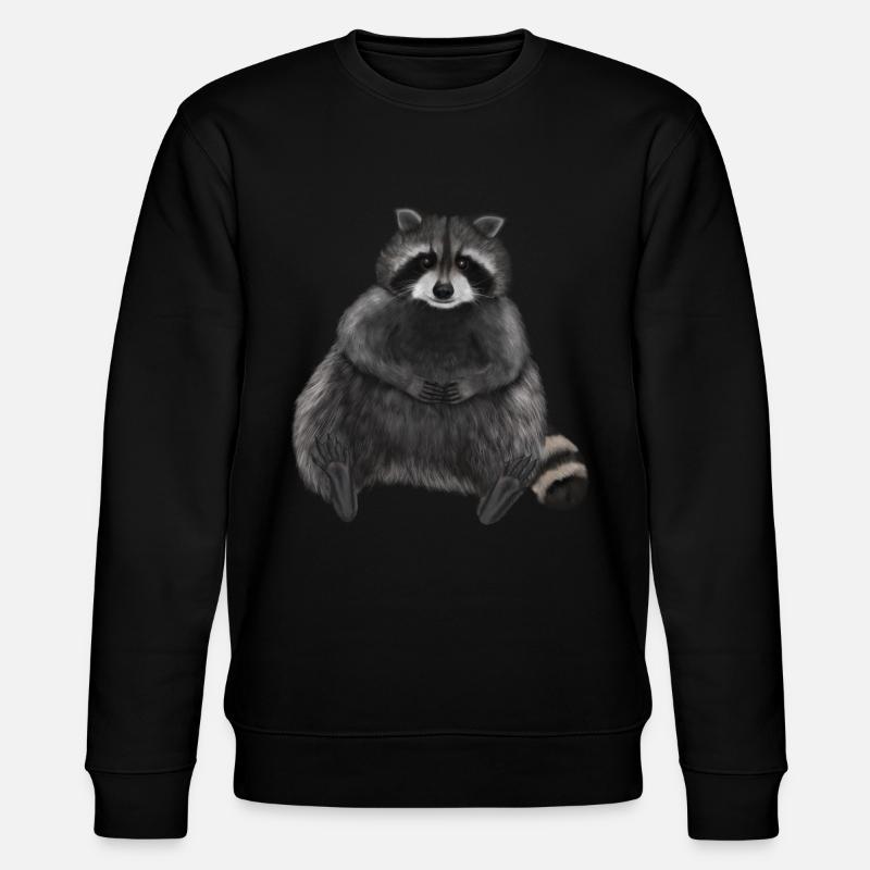 Sitzender entspannter Waschbär - Stanley/Stella Unisex Bio-Sweatshirt CHANGER - Schwarz