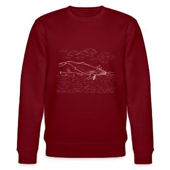 Wal Whale - Stanley/Stella Unisex Bio-Sweatshirt CHANGER  - Burgunderrot - Vorne - Nik (191cm) & Marisol (170cm)