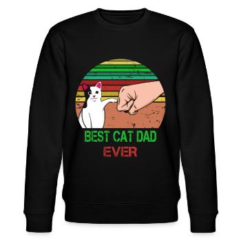 Best Cat Dad Ever Retro gift - Stanley/Stella CHANGER Unisex Organic Sweatshirt - black - Front - Nik (191cm) & Marisol (170cm)