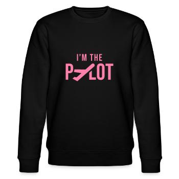 Ich bin die Pilotin - Stanley/Stella Unisex Bio-Sweatshirt CHANGER  - Schwarz - Vorne - Nik (191cm) & Marisol (170cm)