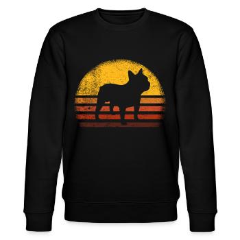 French Bulldog French Bulldog Retro - Stanley/Stella CHANGER Unisex Organic Sweatshirt - black - Front - Nik (191cm) & Marisol (170cm)