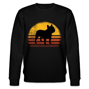 French Bulldog French Bulldog Retro - Stanley/Stella CHANGER Unisex Organic Sweatshirt - black - Front - Nik (191cm) & Marisol (170cm)