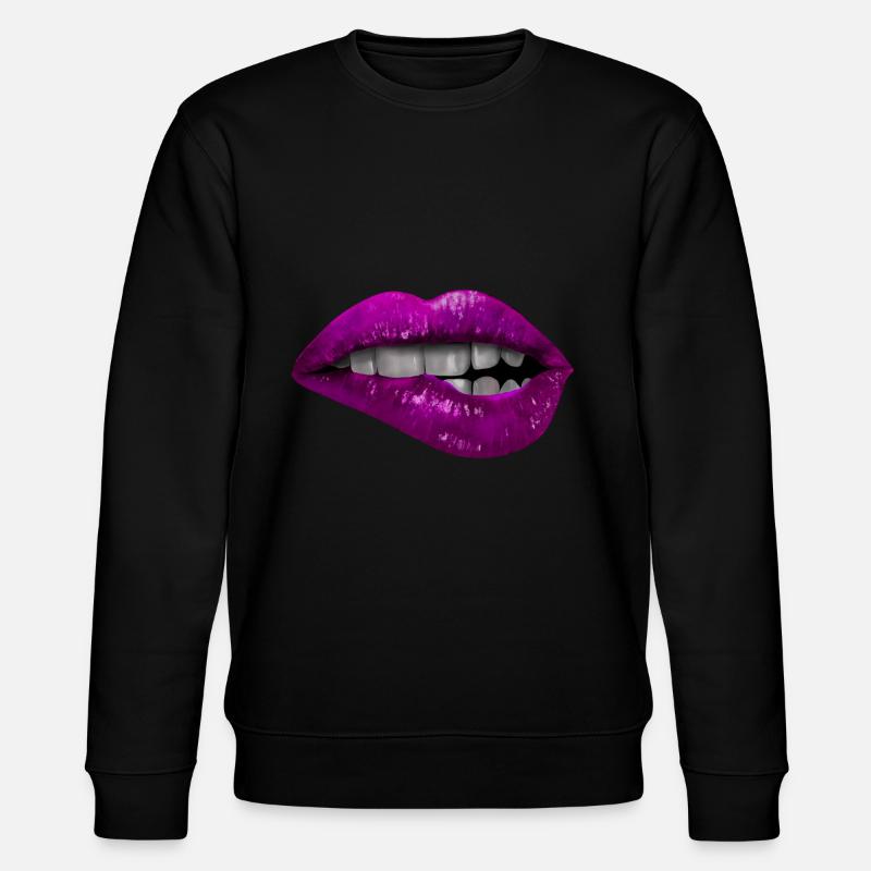 Pink biting lips - Stanley/Stella CHANGER Unisex Organic Sweatshirt - black