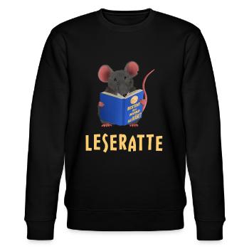 Leseratte / Bücherwurm - Stanley/Stella Unisex Bio-Sweatshirt CHANGER  - Schwarz - Vorne - Nik (191cm) & Marisol (170cm)