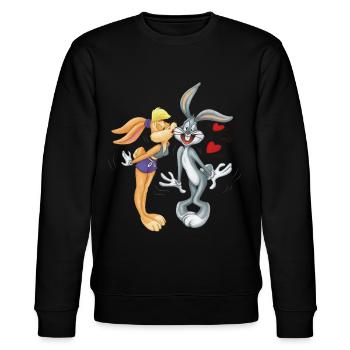 Looney Tunes Bugs Bunny und Lola Liebe - Stanley/Stella Unisex Bio-Sweatshirt CHANGER  - Schwarz - Vorne - Nik (191cm) & Marisol (170cm)
