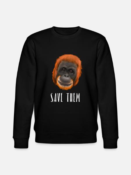 Monkey Ape Orang Utan - save them - Stanley/Stella CHANGER Unisex Organic Sweatshirt - black