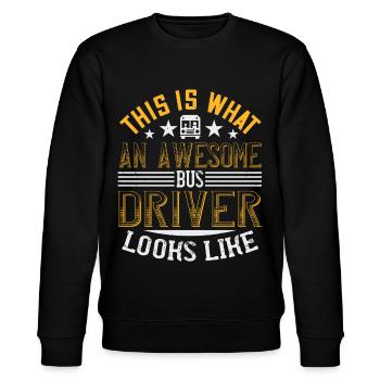 Busfahrer Schulbus Bus Geschenk - Stanley/Stella Unisex Bio-Sweatshirt CHANGER  - Schwarz - Vorne - Nik (191cm) & Marisol (170cm)