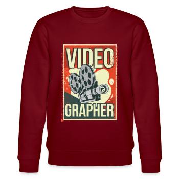 Videofilmer Kameramann Filmer Editor Filmeditor - Stanley/Stella Unisex Bio-Sweatshirt CHANGER  - Burgunderrot - Vorne - Nik (191cm) & Marisol (170cm)