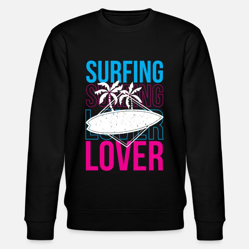 Surfing Lovers Surfer Surfing Surfboard - Stanley/Stella CHANGER Unisex Organic Sweatshirt - black