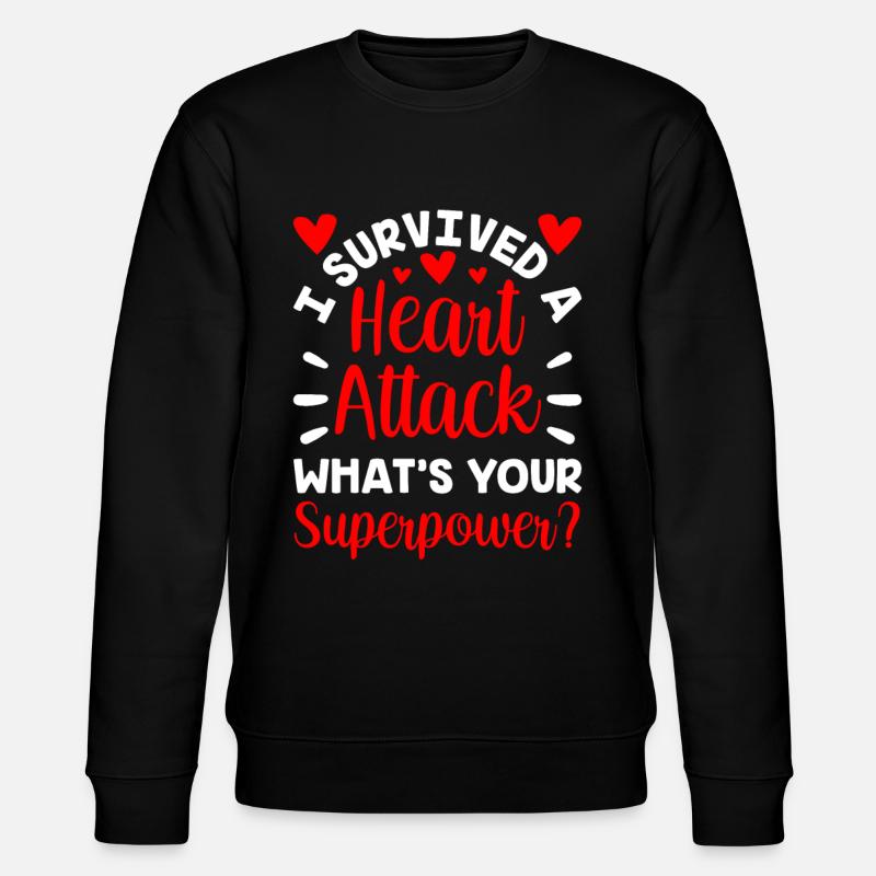 I survived a heart attack - Stanley/Stella CHANGER Unisex Organic Sweatshirt - black