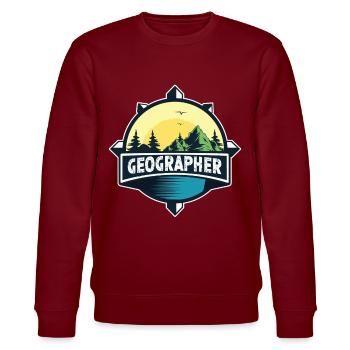 Geographer Geography Student Geography Geography - Stanley/Stella CHANGER Unisex Organic Sweatshirt - burgundy - Front - Nik (191cm) & Marisol (170cm)