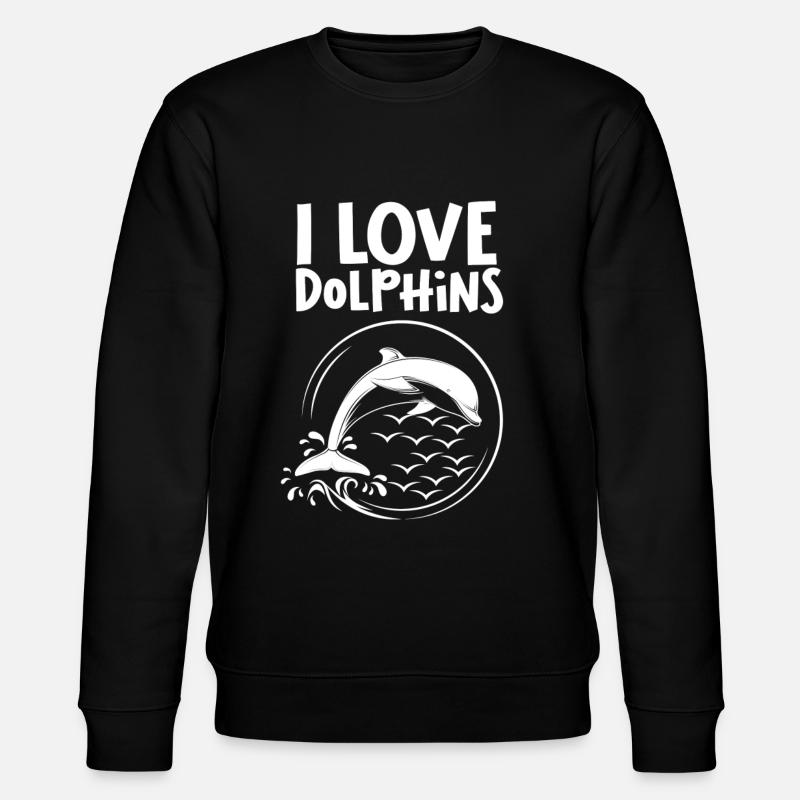 I love dolphins dolphin - Stanley/Stella CHANGER Unisex Organic Sweatshirt - black