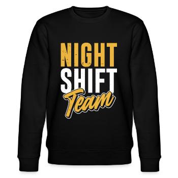 Nachtschicht Team Kollege Nacht Schicht Arbeit - Stanley/Stella Unisex Bio-Sweatshirt CHANGER  - Schwarz - Vorne - Nik (191cm) & Marisol (170cm)