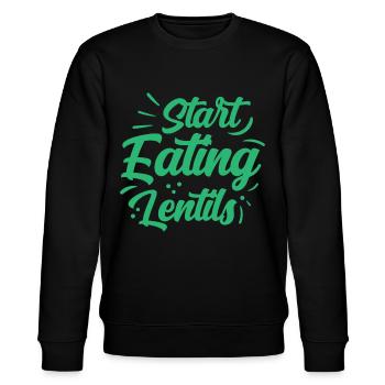 Start eating lentils lentil soup lentil - Stanley/Stella CHANGER Unisex Organic Sweatshirt - black - Front - Nik (191cm) & Marisol (170cm)