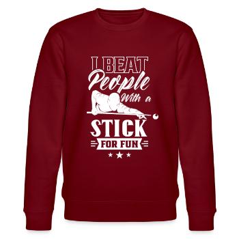 Ich Schlage Leute Mit Einem Stock Zum Spaß Pool - Stanley/Stella Unisex Bio-Sweatshirt CHANGER  - Burgunderrot - Vorne - Nik (191cm) & Marisol (170cm)