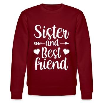 Sister And Best Friend Freund Schwester Team - Stanley/Stella Unisex Bio-Sweatshirt CHANGER  - Burgunderrot - Vorne - Nik (191cm) & Marisol (170cm)
