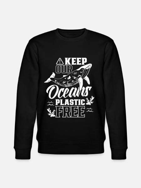 Keep our oceans plastic-free sea - Stanley/Stella CHANGER Unisex Organic Sweatshirt - black