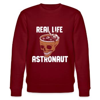 Real Life Astronaut Astronomie Weltraum Rakete - Stanley/Stella Unisex Bio-Sweatshirt CHANGER  - Burgunderrot - Vorne - Nik (191cm) & Marisol (170cm)