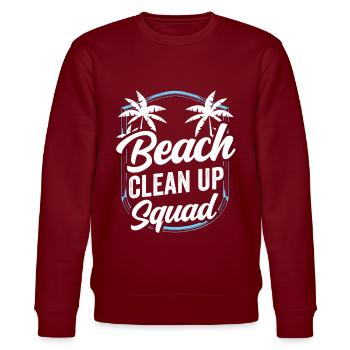 Beach Clean Up Squad Beach Cleaning Beach - Stanley/Stella CHANGER Unisex Organic Sweatshirt - burgundy - Front - Nik (191cm) & Marisol (170cm)