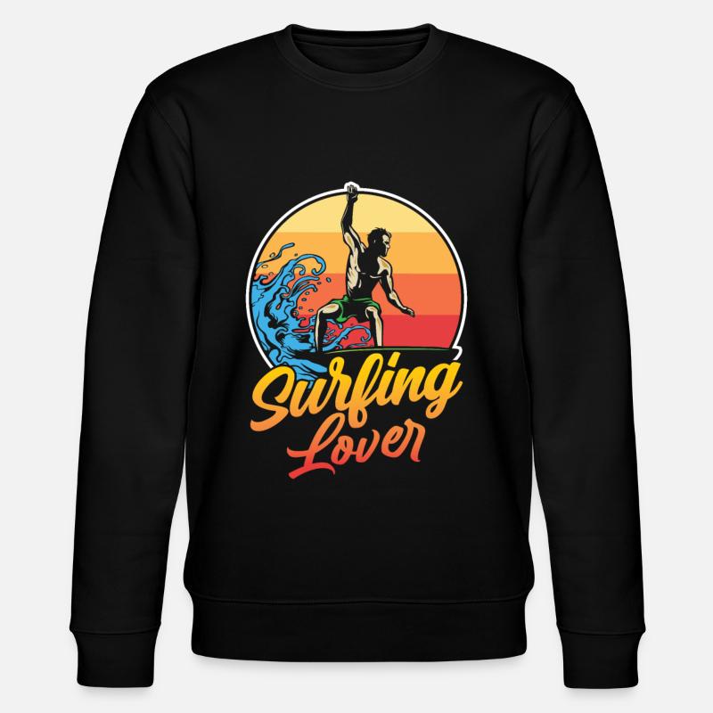 Surfing Lovers Surfboard Surfer Surfing - Stanley/Stella CHANGER Unisex Organic Sweatshirt - black