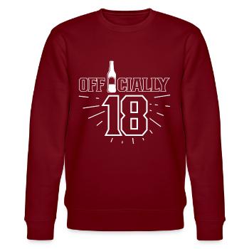 Offiziell 18 Geburtstag Achtzehn Geburtstagskind - Stanley/Stella Unisex Bio-Sweatshirt CHANGER  - Burgunderrot - Vorne - Nik (191cm) & Marisol (170cm)