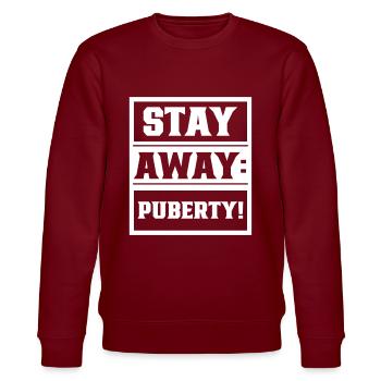 Stay Away: Puberty Teen Adult - Stanley/Stella CHANGER Unisex Organic Sweatshirt - burgundy - Front - Nik (191cm) & Marisol (170cm)