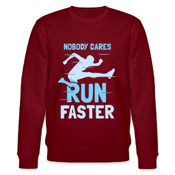 No one cares about running fast runners - Stanley/Stella CHANGER Unisex Organic Sweatshirt - burgundy - Front - Nik (191cm) & Marisol (170cm)