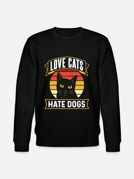 Kärlek katter hatar hundar kattälskare husdjur - Ekologisk sweatshirt CHANGER unisex från Stanley/Stella - svart