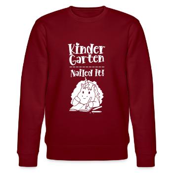 Kindergarten Volltreffer Erste Klasse Einschulung - Stanley/Stella Unisex Bio-Sweatshirt CHANGER  - Burgunderrot - Vorne - Nik (191cm) & Marisol (170cm)