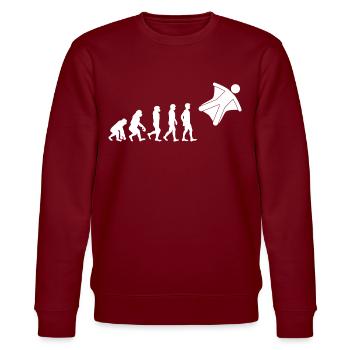 Wingsuit fliegen Base Jumping Fallschirmspringen Evolution - Stanley/Stella Unisex Bio-Sweatshirt CHANGER  - Burgunderrot - Vorne - Nik (191cm) & Marisol (170cm)