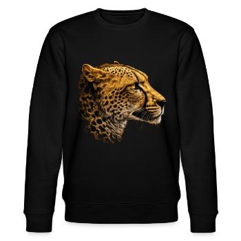 Leopard Tiermotiv Geschenk Mann Tierisch Zoo - Stanley/Stella Unisex Bio-Sweatshirt CHANGER  - Schwarz - Vorne - Nik (191cm) & Marisol (170cm)