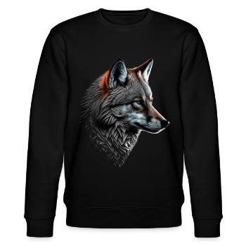 Wolf und Fuchs gemischt, Kunst Kopf Tier Geschenk - Stanley/Stella Unisex Bio-Sweatshirt CHANGER  - Schwarz - Vorne - Nik (191cm) & Marisol (170cm)
