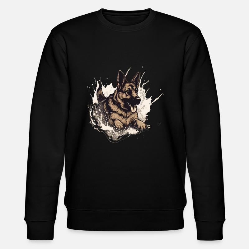 German-shepherd Dock-Diving into Water - Stanley/Stella CHANGER Unisex Organic Sweatshirt - black
