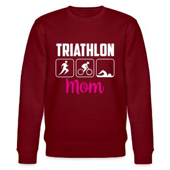 Triathlon Mama Triathlons Triathlet Triathletin - Stanley/Stella Unisex Bio-Sweatshirt CHANGER  - Burgunderrot - Vorne - Nik (191cm) & Marisol (170cm)
