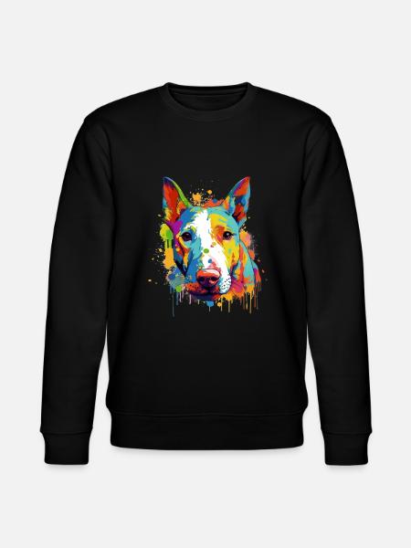 Buntes Bullterrier-Kunstdesign - Stanley/Stella Unisex Bio-Sweatshirt CHANGER  - Schwarz