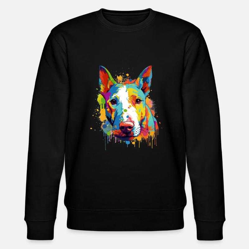 Buntes Bullterrier-Kunstdesign - Stanley/Stella Unisex Bio-Sweatshirt CHANGER  - Schwarz