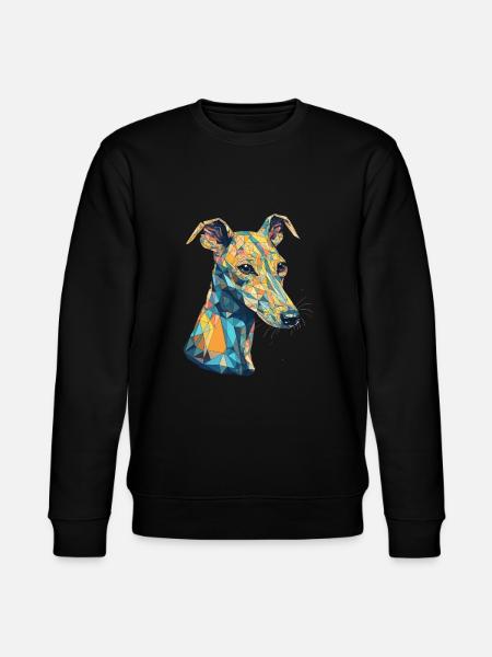 Buntes Whippet-Kunstdesign - Stanley/Stella Unisex Bio-Sweatshirt CHANGER  - Schwarz