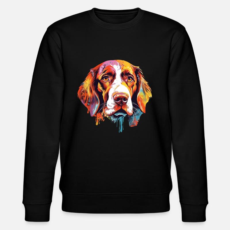 Bunter Epagneul Breton - Stanley/Stella Unisex Bio-Sweatshirt CHANGER  - Schwarz
