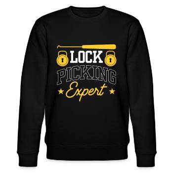 Lockpicking Experte Lock Picking Knacken Schloss - Stanley/Stella Unisex Bio-Sweatshirt CHANGER  - Schwarz - Vorne - Nik (191cm) & Marisol (170cm)