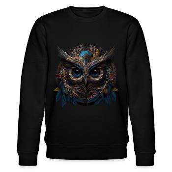 Eule Nachtvogel Vogel Tier Geschenk Mandala - Stanley/Stella Unisex Bio-Sweatshirt CHANGER  - Schwarz - Vorne - Nik (191cm) & Marisol (170cm)