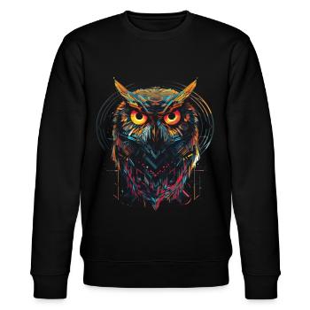 Eule Nachtvogel Vogel Tier Geschenk Kunst - Stanley/Stella Unisex Bio-Sweatshirt CHANGER  - Schwarz - Vorne - Nik (191cm) & Marisol (170cm)