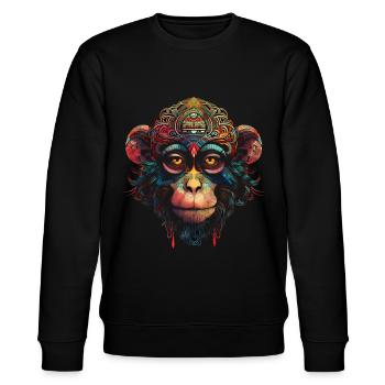 Affe Mandala Kunst Geschenk Frau Tier Affengesicht - Stanley/Stella Unisex Bio-Sweatshirt CHANGER  - Schwarz - Vorne - Nik (191cm) & Marisol (170cm)
