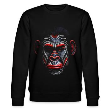Affe Gesichtsbemalung Polygon Bunt Zoo Afrika Tier - Stanley/Stella Unisex Bio-Sweatshirt CHANGER  - Schwarz - Vorne - Nik (191cm) & Marisol (170cm)