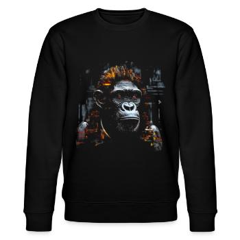 Monkey Art Chinese Architecture Animal Lover - Stanley/Stella CHANGER Unisex Organic Sweatshirt - black - Front - Nik (191cm) & Marisol (170cm)