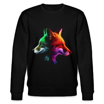 Fuchs Tierliebhaber Geschenk Wildtier Tier Motiv - Stanley/Stella Unisex Bio-Sweatshirt CHANGER  - Schwarz - Vorne - Nik (191cm) & Marisol (170cm)