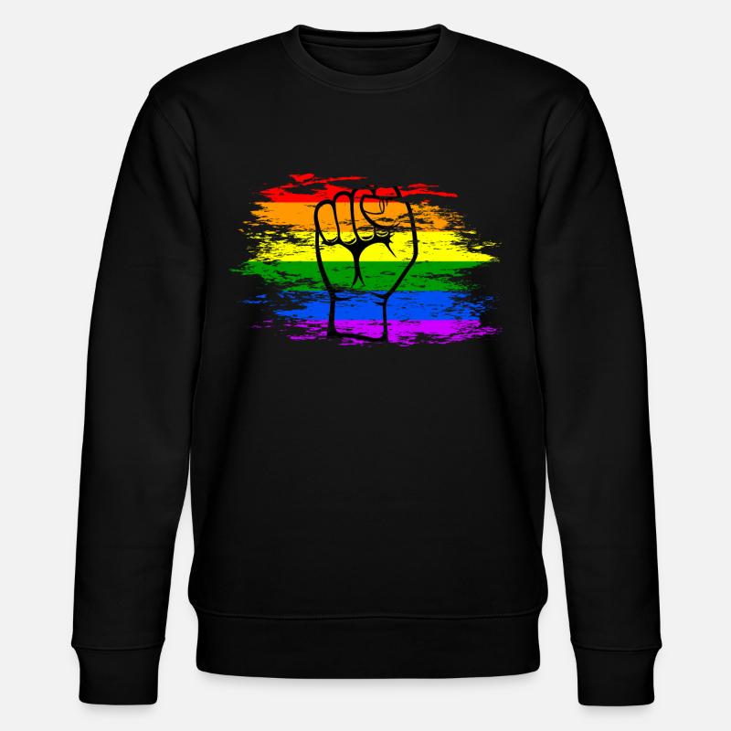 Poing de drapeau arc-en-ciel utilisé - Sweat bio CHANGER Stanley/Stella Unisexe - noir