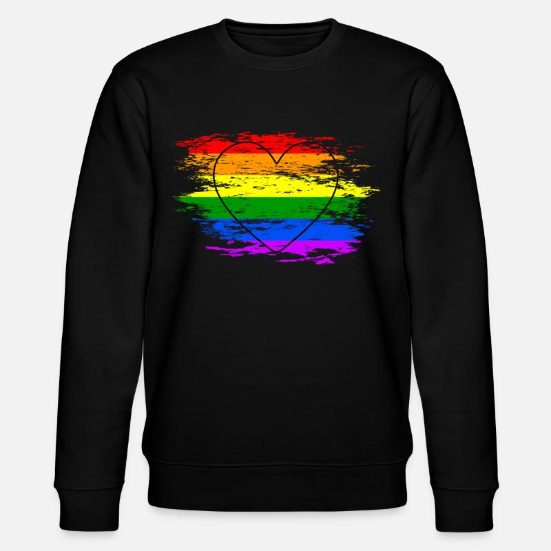 Coeur de drapeau arc-en-ciel utilisé - Sweat bio CHANGER Stanley/Stella Unisexe - noir